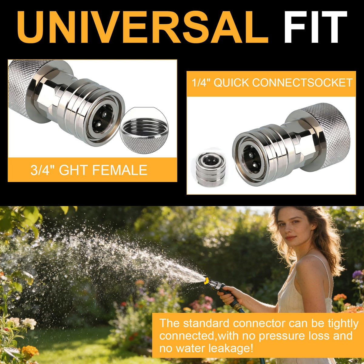 Generic Garden Hose to Mini Power Washer Adapter includes a five-nozzle set for versatile cleaning.