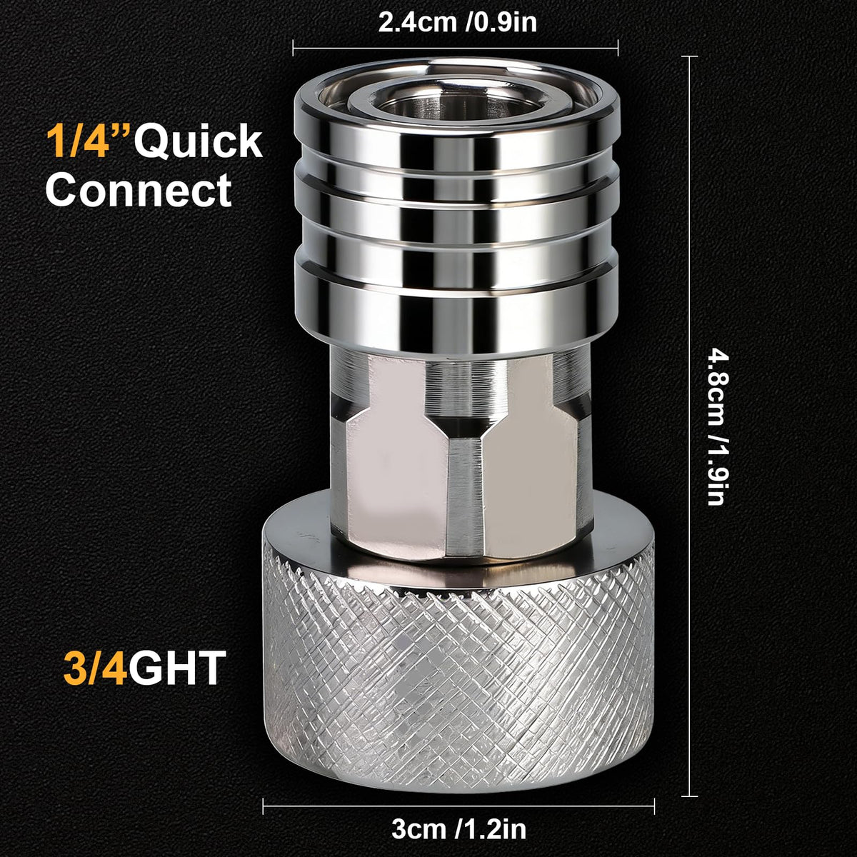 Generic Garden Hose to Mini Power Washer Adapter in stainless steel for lasting outdoor reliability.