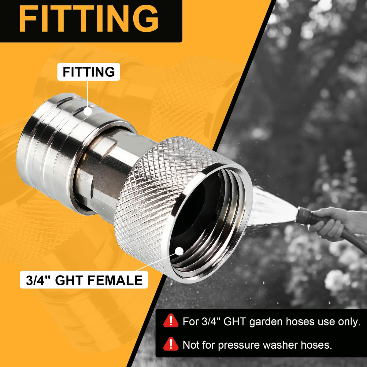 Generic Garden Hose to Mini Power Washer Adapter enables diverse outdoor tasks.