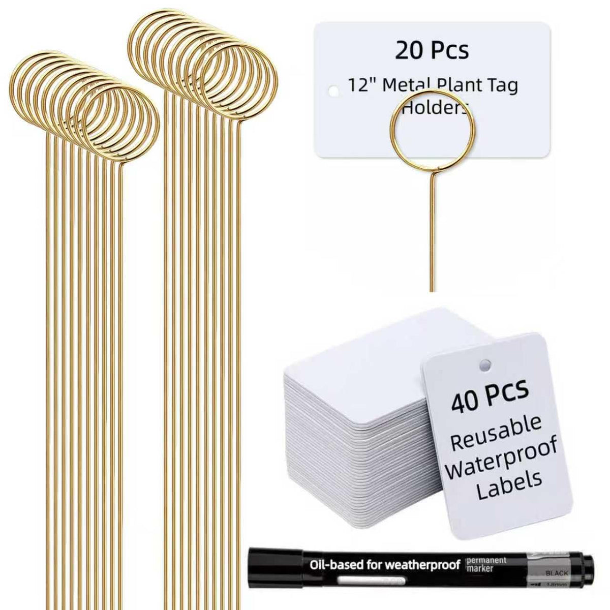 Generic Garden Markers with 12-inch stakes for clear plant IDs and easy organization.