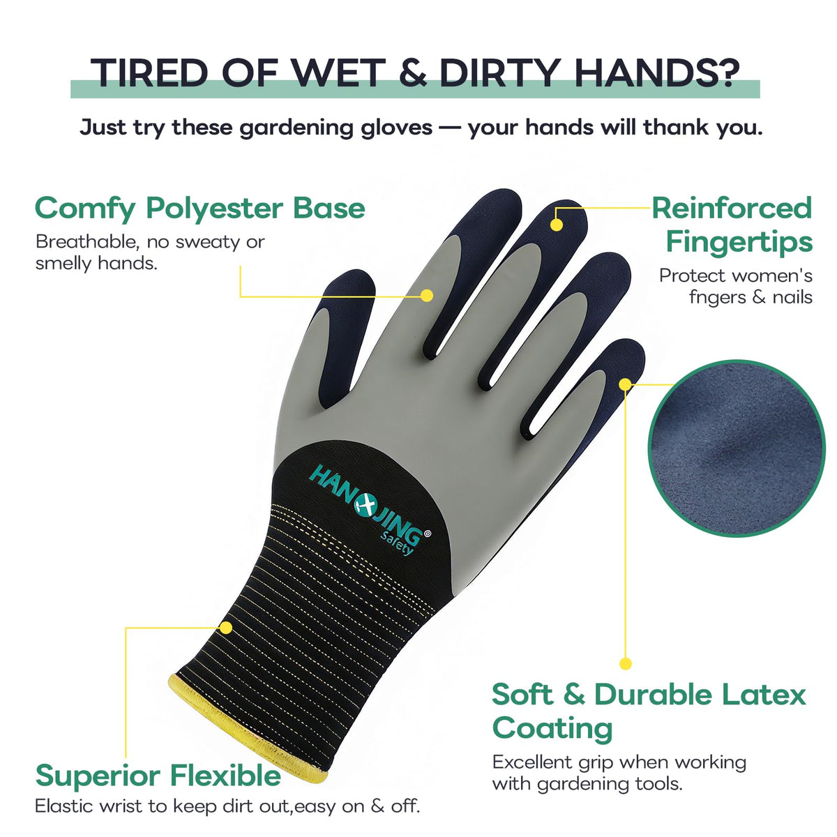 Generic Gardening Gloves palm padding offers protective grip against sharp branches.