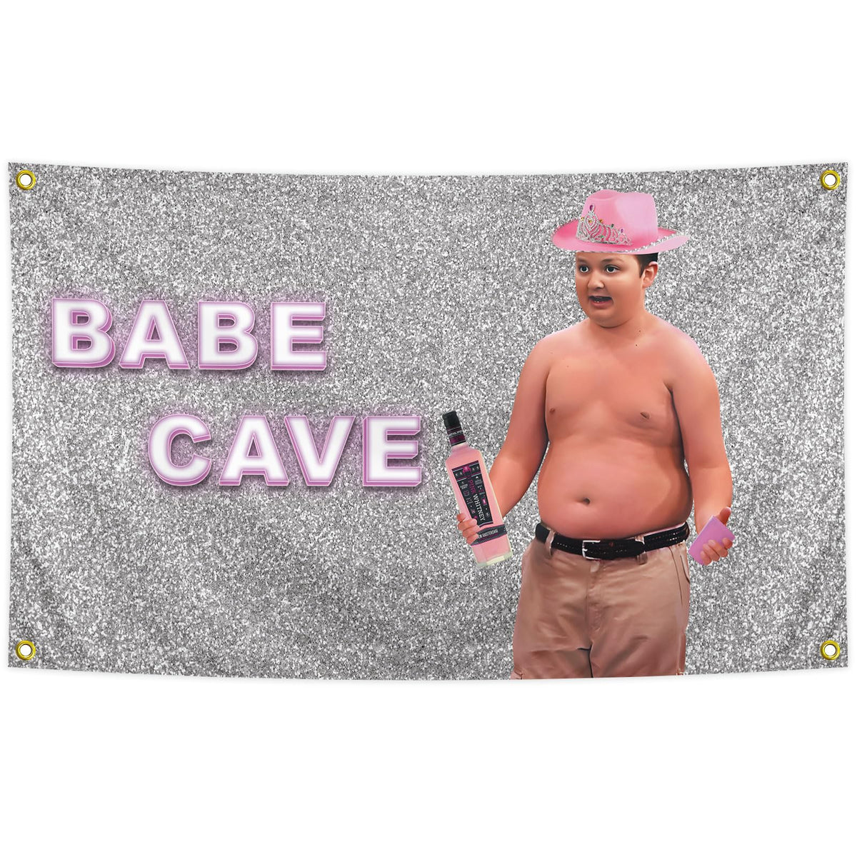 Gibby BABE CAVE flag 3x5ft adds vibrant indoor color to dorm rooms