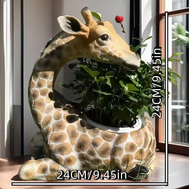 Generic Giraffe Planter Statue anti tip base for stable display of plants.