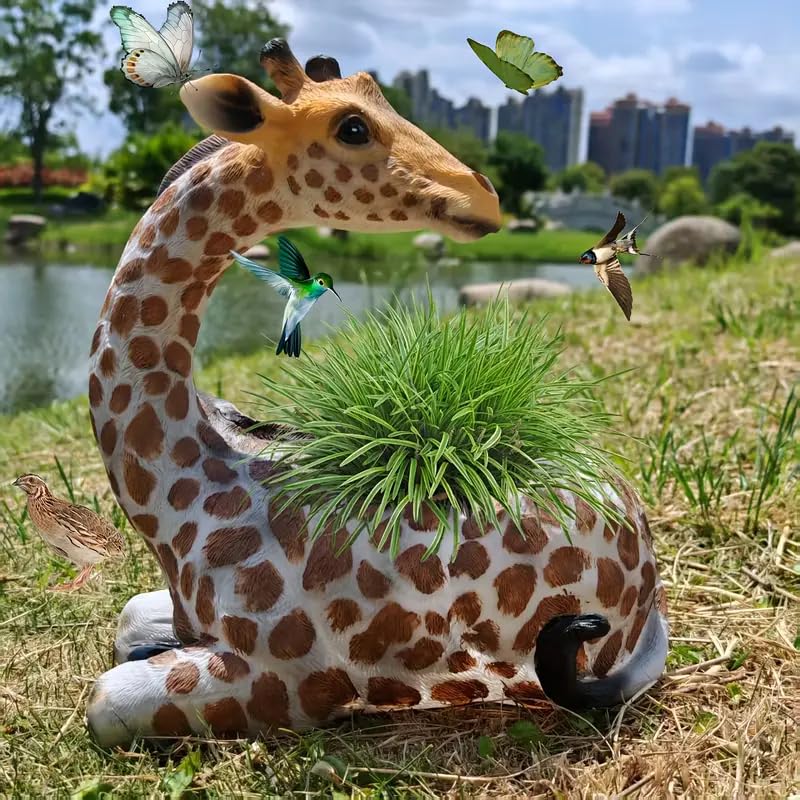 Generic Giraffe Planter Statue perfect for succulents and tiny herbs.