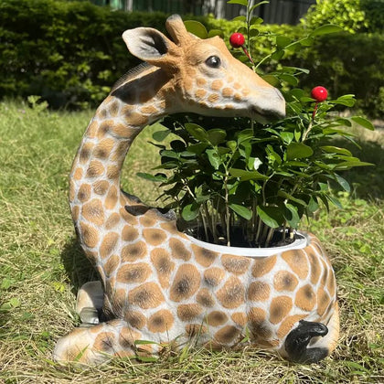 Generic Giraffe Planter Statue with whimsical design for bright indoor decor.