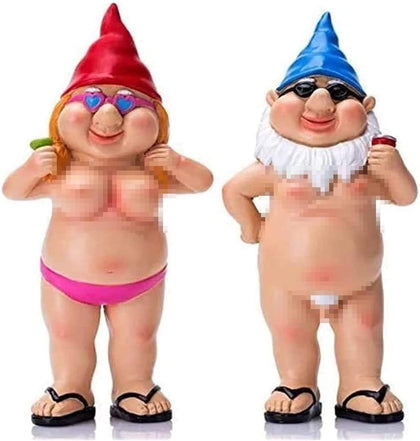 Generic Garden Gnomes with beach-drink pose add whimsical outdoor charm.