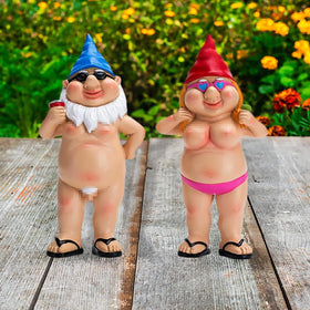 Generic Gnomes with sunglasses offer cheeky garden decor for patios or windowsills.
