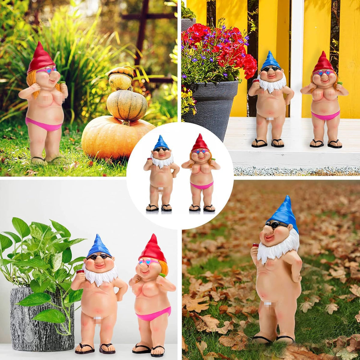 Generic Gnomes two-piece set enhances garden decor with playful charm.