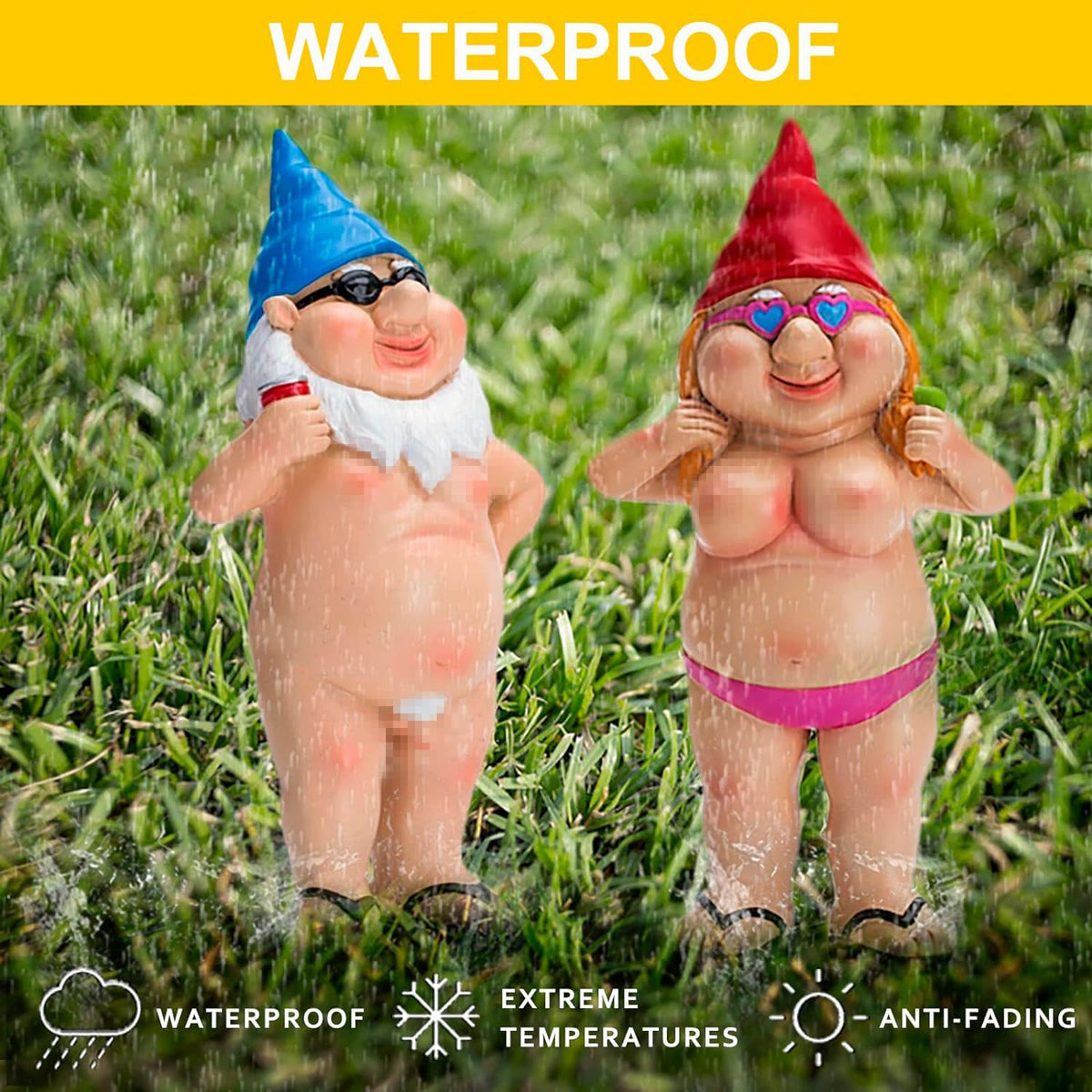 Generic Gnomes yard figurines invite smiles and casual conversation.