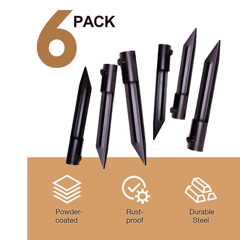 Generic ground stake installation is quick on grass, sand, or gravel for flexible use.