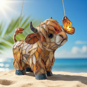 Generic handcrafted Highland Cow Butterfly decor adds daily pastoral charm.
