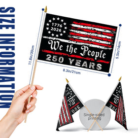 Generic handheld flag with wooden pole, easy to assemble and display
