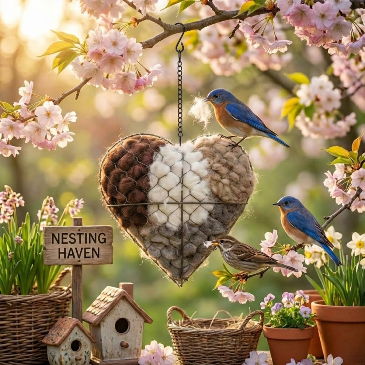 Generic Handmade Alpaca Heart Nest refill provides year-round shelter for birds.