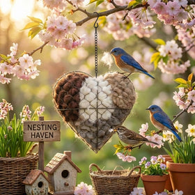 Generic Handmade Alpaca Heart Nest refill provides year-round shelter for birds.