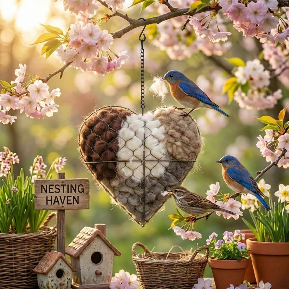 Generic Handmade Alpaca Heart Nest refill provides year-round shelter for birds.