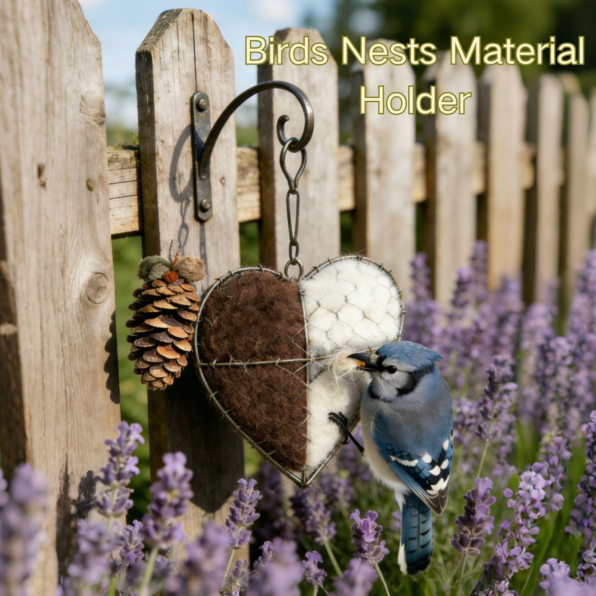 Generic Handmade Fiber Bird Nesting Heart includes a convenient design for quick hanging