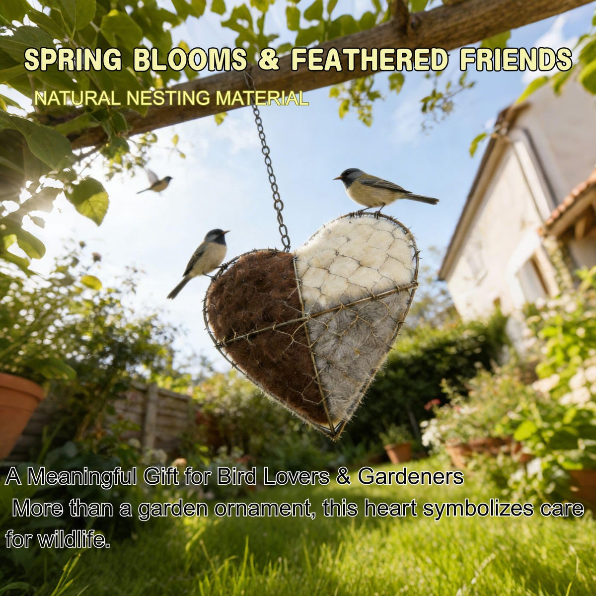 Generic Handmade Fiber Bird Nesting Heart with ultra-soft-down nest material invites nesting and close observation