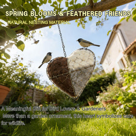 Generic Handmade Fiber Bird Nesting Heart with ultra-soft-down nest material invites nesting and close observation