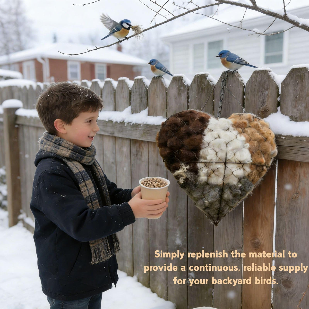 Generic Handmade Fiber Bird Nesting Heart weatherproof shelter endures sun, rain, and winter for birds
