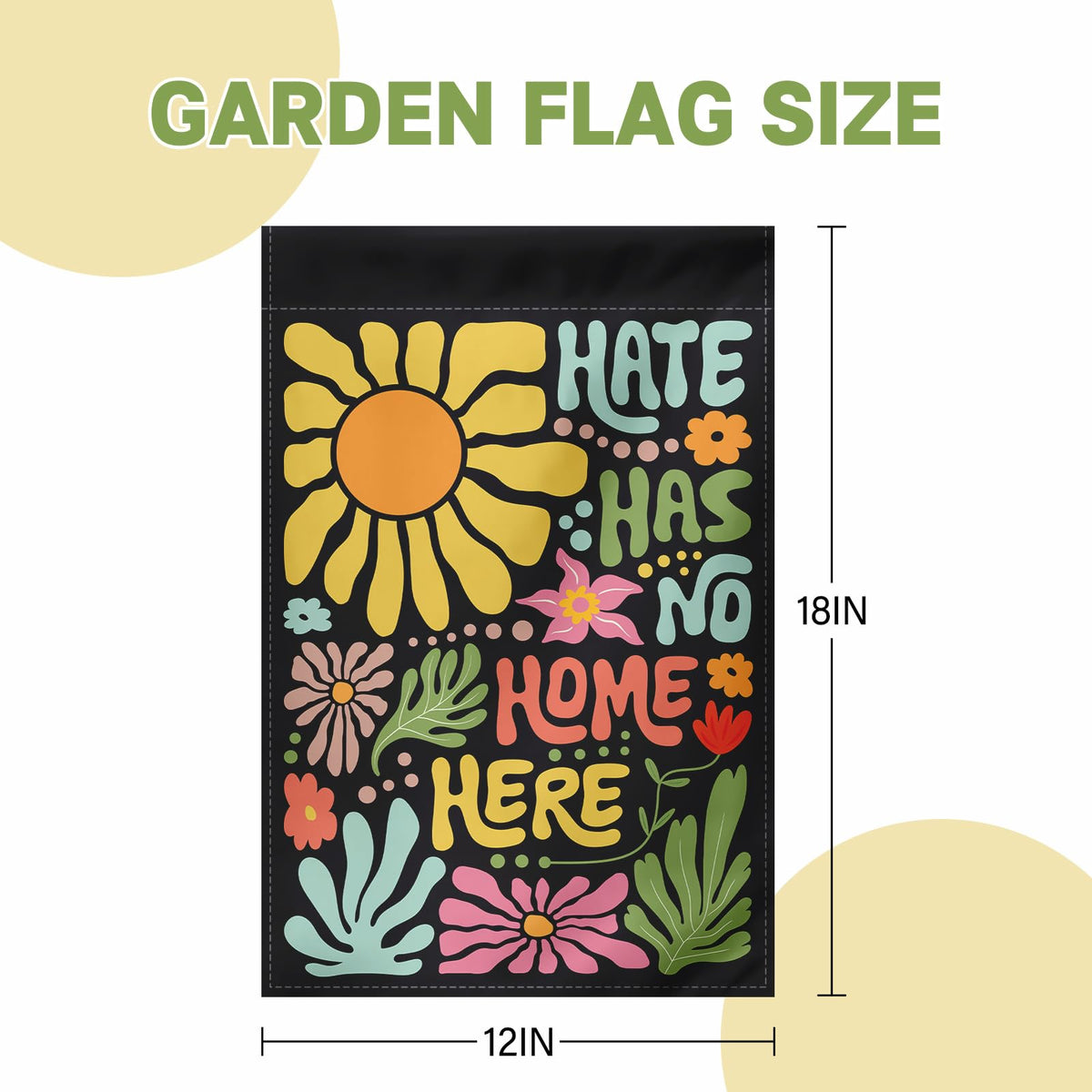 Generic Hate Has No Home Here flag, back-to-back print visible from both sides.