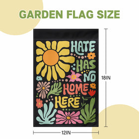 Generic Hate Has No Home Here flag, back-to-back print visible from both sides.