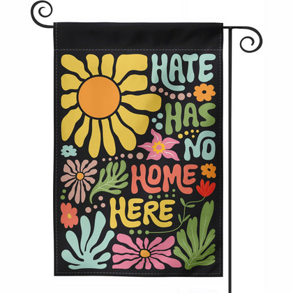 Generic Hate Has No Home Here flag front view, durable year-round porch display.