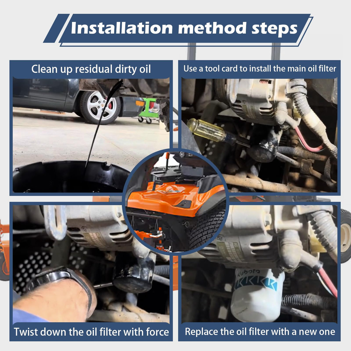 Compatibility highlights Kubota and Grasshopper models for easy matching.