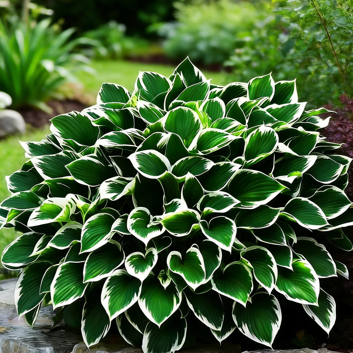 Generic Hosta Seeds leaf variegation close-up shows blue-green leaves