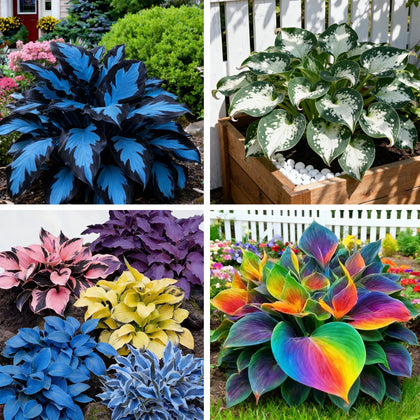 Generic Hosta seeds show variegated foliage for a shaded garden display.