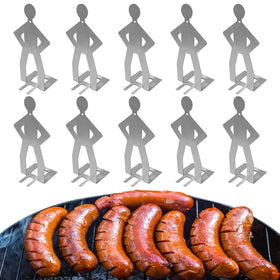 Generic hot dog holder 10-piece set for grilling on the outdoor barbecue.