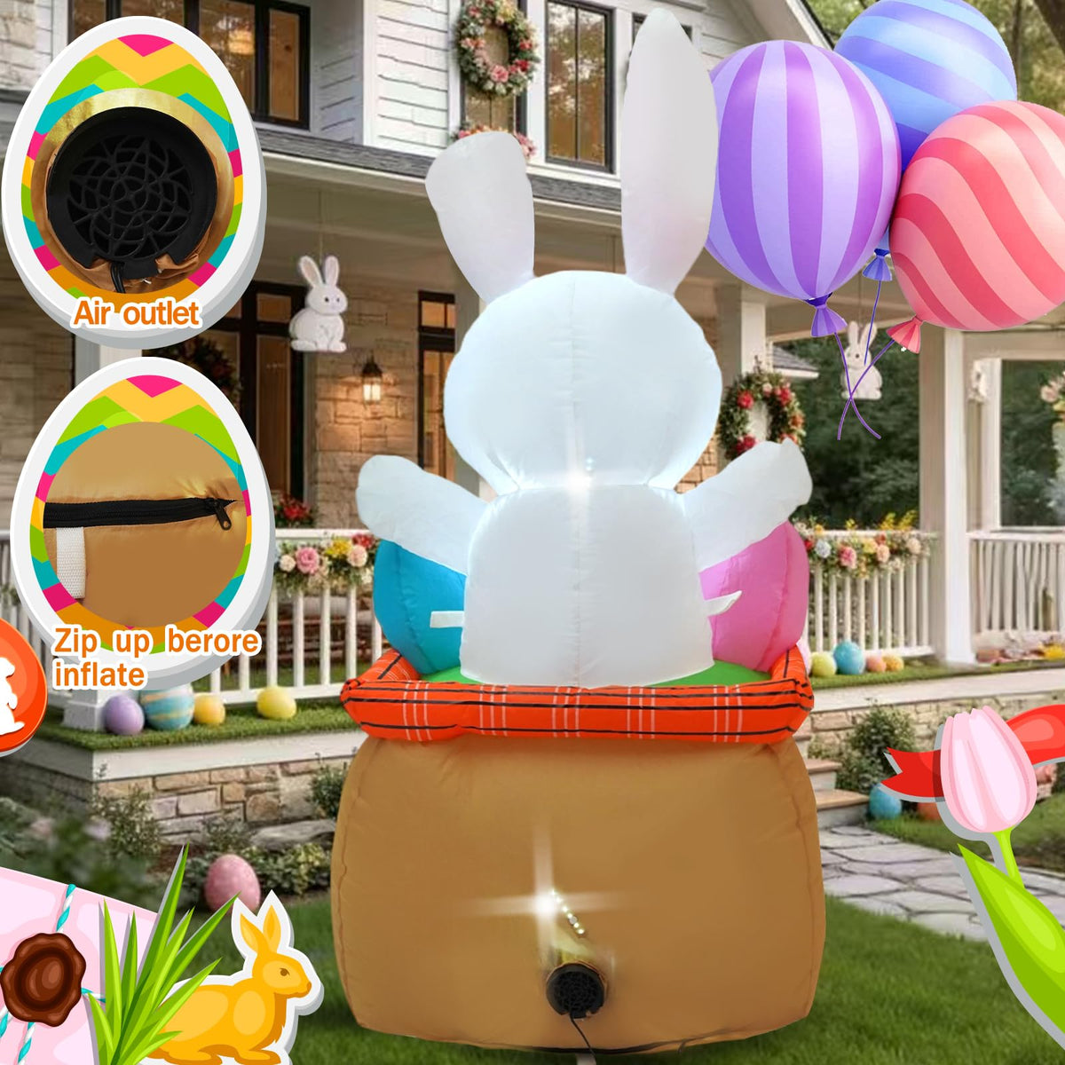 Generic indoor-outdoor Easter yard decor suitable for gardens or porches.