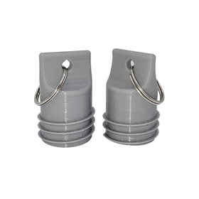 Generic plug with integrated ring for easy storage and tethering.