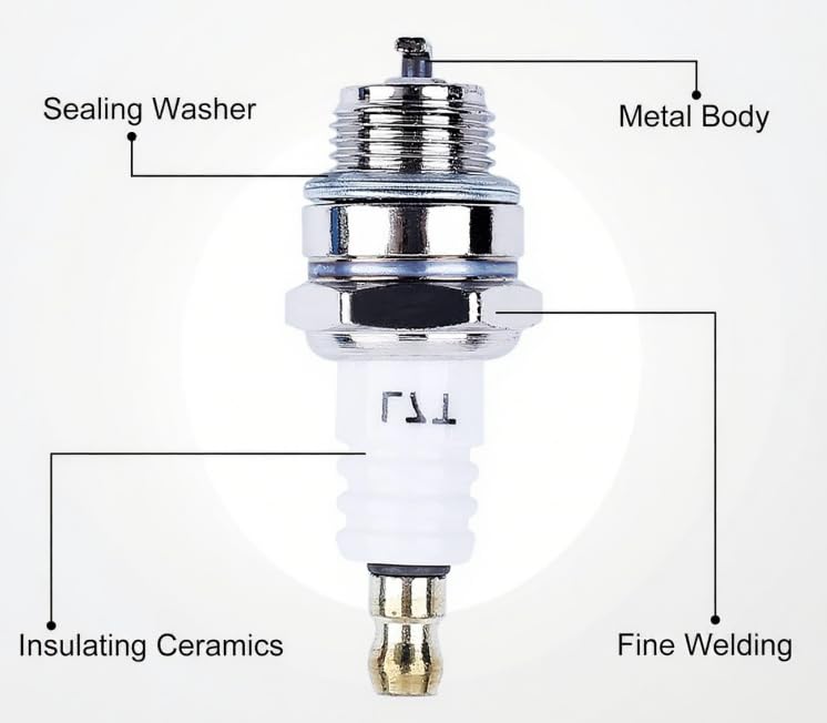 Generic L7T spark plug in-use shot on handheld equipment showing reliable ignition across chainsaws and trimmers.