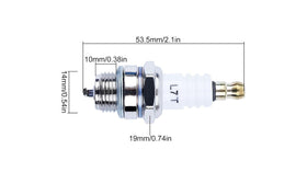 Generic L7T spark plug universal-fit graphic demonstrating cross-brand compatibility for Stihl, Husqvarna, and Echo.