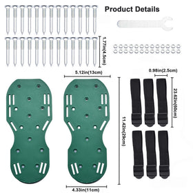Generic one-size-fits-all lawn aerator shoes fit a wide range of sizes for versatility.