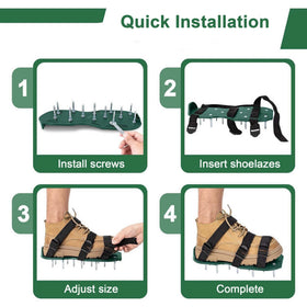 Generic lawn aerator shoes side view showing durable construction and spiked sole.