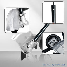 Generic lawn edger attachment compatible with Snapper supports tight corner edging.