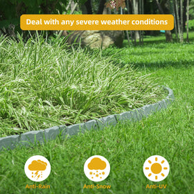Generic lawn and flower bed border system supports tidy edges while simplifying mowing.