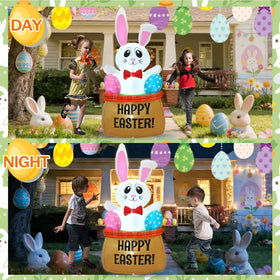 Generic LED-lit Easter inflatable bunny provides visible illumination for outdoor gatherings.