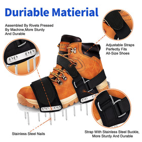 Generic Manual Lawn Aerator Shoes with stainless spikes for clean aeration holes.
