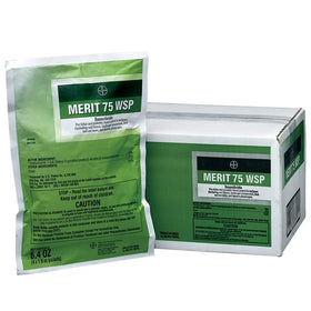 Generic Merit75 WSP bottle close-up showing systemic pest protection.
