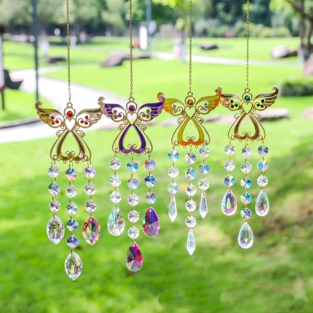 Generic metal angle-frame sun catcher with crystal ornament adds elegant window decor.