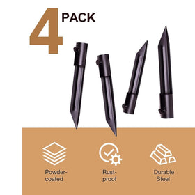 Generic metal stake flag-pole-ground-holder stabilizes flags on various soil.