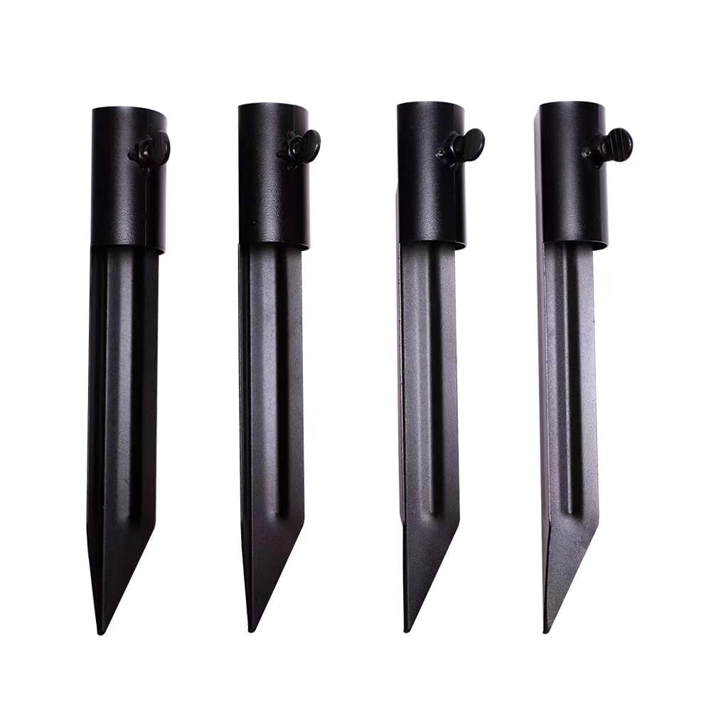 Generic metal stake with tiki-torch base anchors outdoor lighting securely.