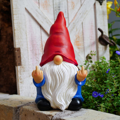 Generic Middle Finger Gnome 12.4-inch statue adds playful curb appeal to outdoor spaces.