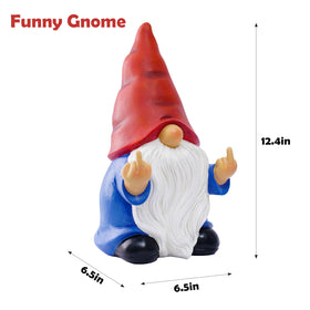 Generic Middle Finger Gnome 12.4-inch face-detail close-up highlights hand-painted accents and tactile charm.