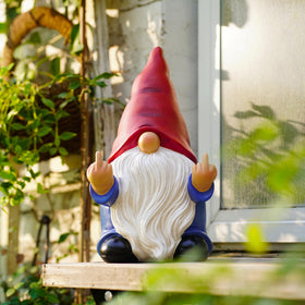 Generic Middle Finger Gnome outdoor decoration for yard or office, eye-catching.