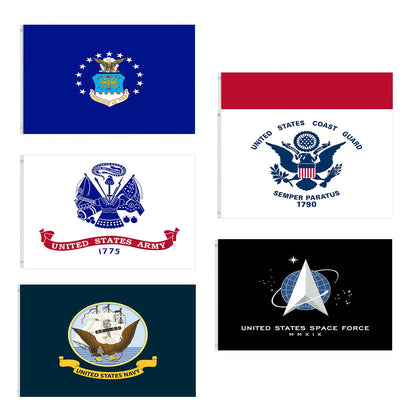 Generic Military Flags front view six-flag set for home display
