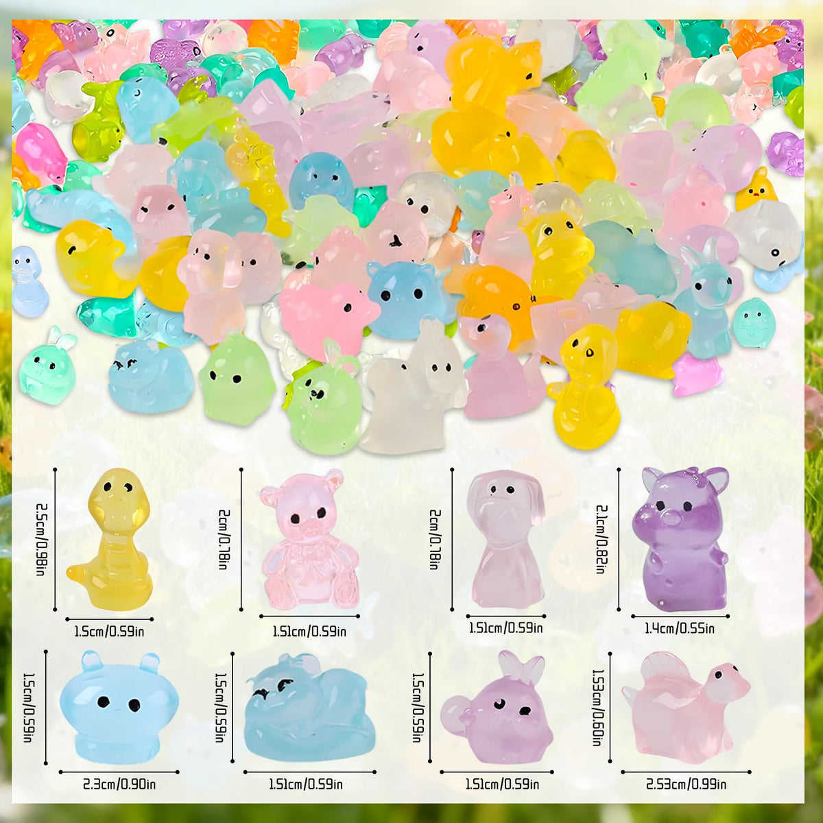Generic glow-in-the-dark bear sculpture perfect as cake toppers or gifts.