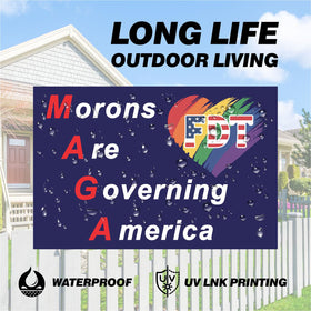 Generic Morons Are Governing America sign, back view, ensures message is seen from multiple angles.